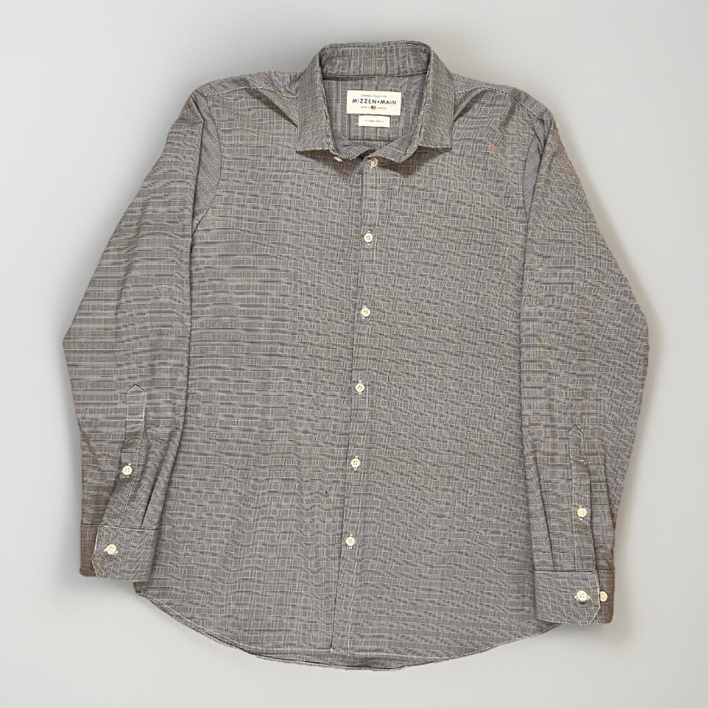 MIZZEN+MAIN LEEWARD COLLECTION XL Men's Trim Poly Spandex Shirt Gray Pattern
